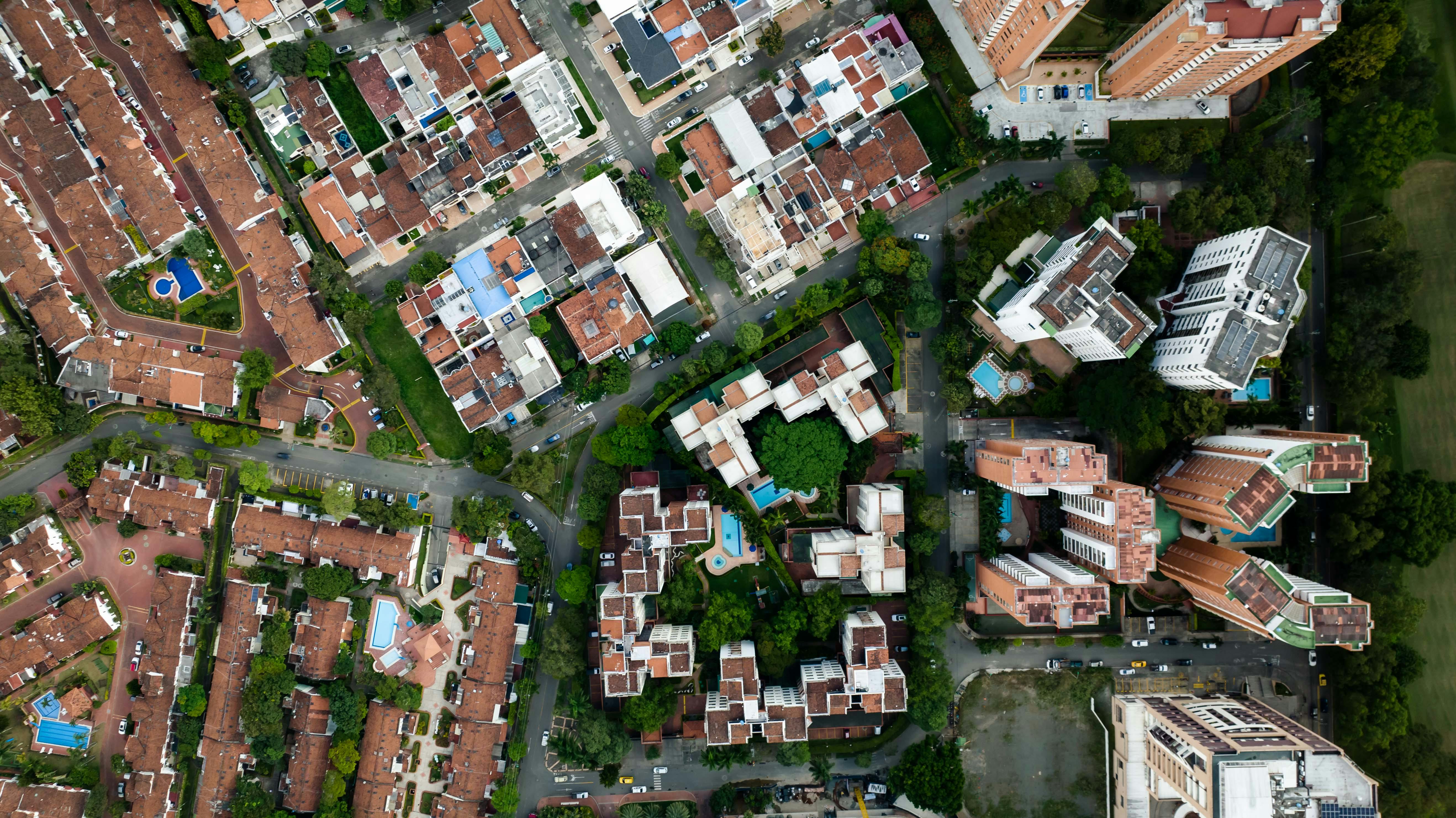 Городской район с домами